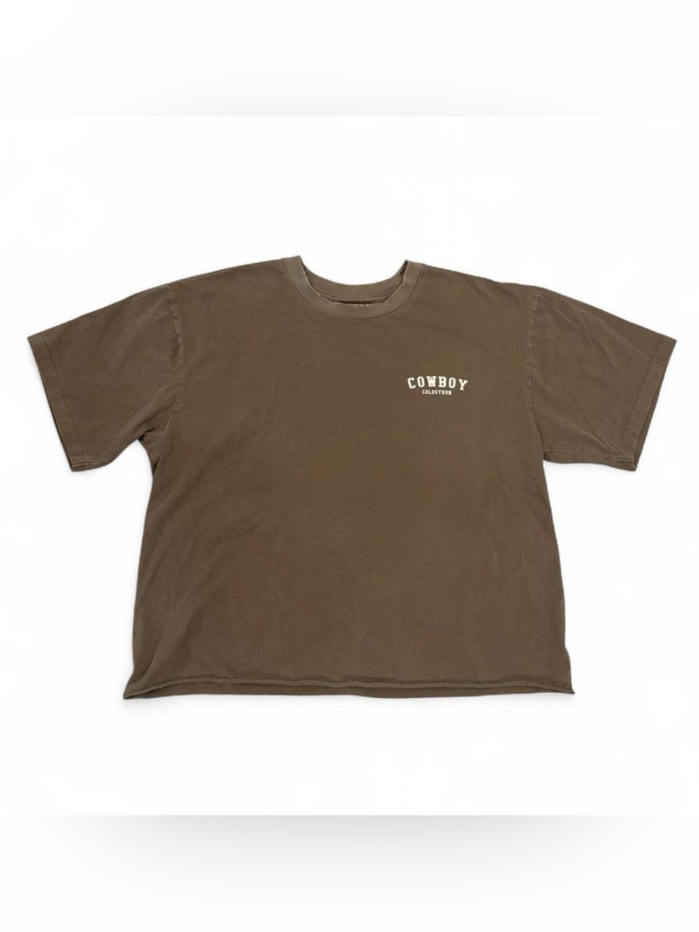 Cowboy Colostrum brown cotton cropped tee shirt